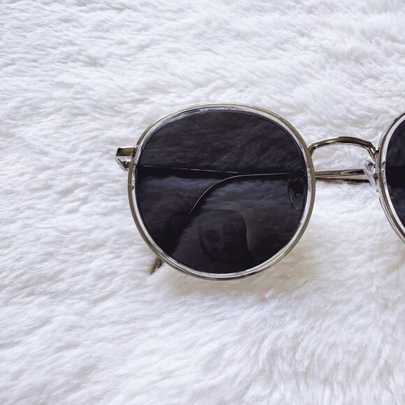Dean Black w/ Silver Rims Round Sunglasses - Picture 2 of 13